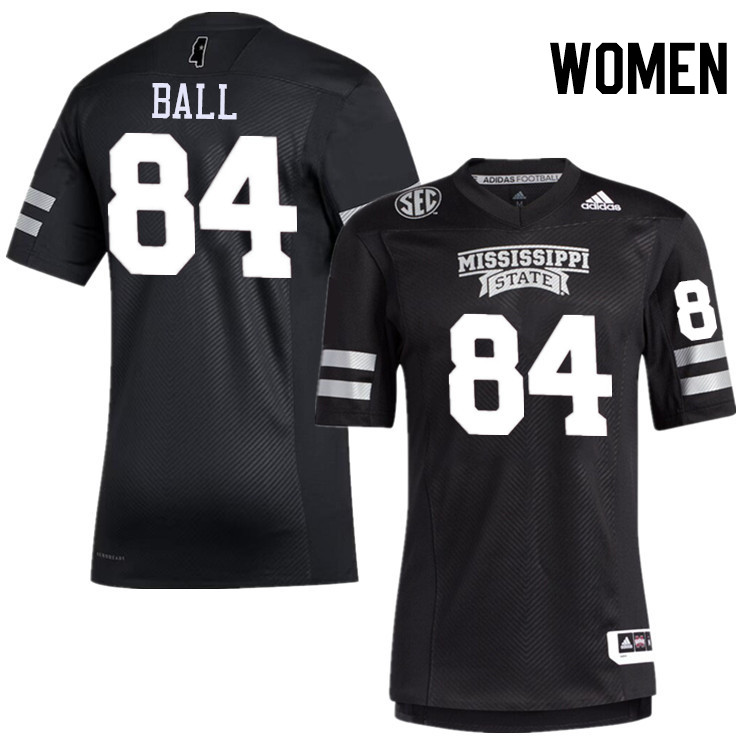 Women #84 Justin Ball Mississippi State Bulldogs College Football Jerseys Stitched-Black